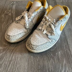 Nike Jordan 1 White and Yellow Men's Sneakers with Gray Accents